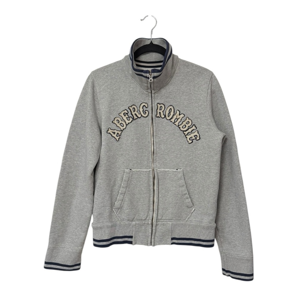 ABERCROMBIE | Vintage Y2K Full Zip Unisex Mockneck Sweatshirt in Athletic Grey
